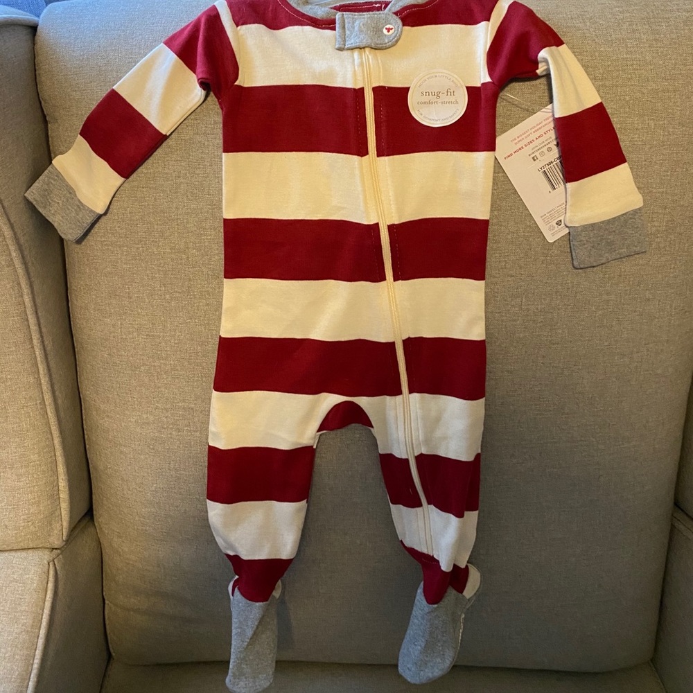 Burt’s Bees Red and Cream striped onesie 3-6 month